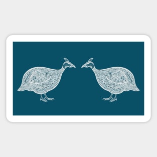 Guineafowl in Love - detailed farm animal ink art Sticker